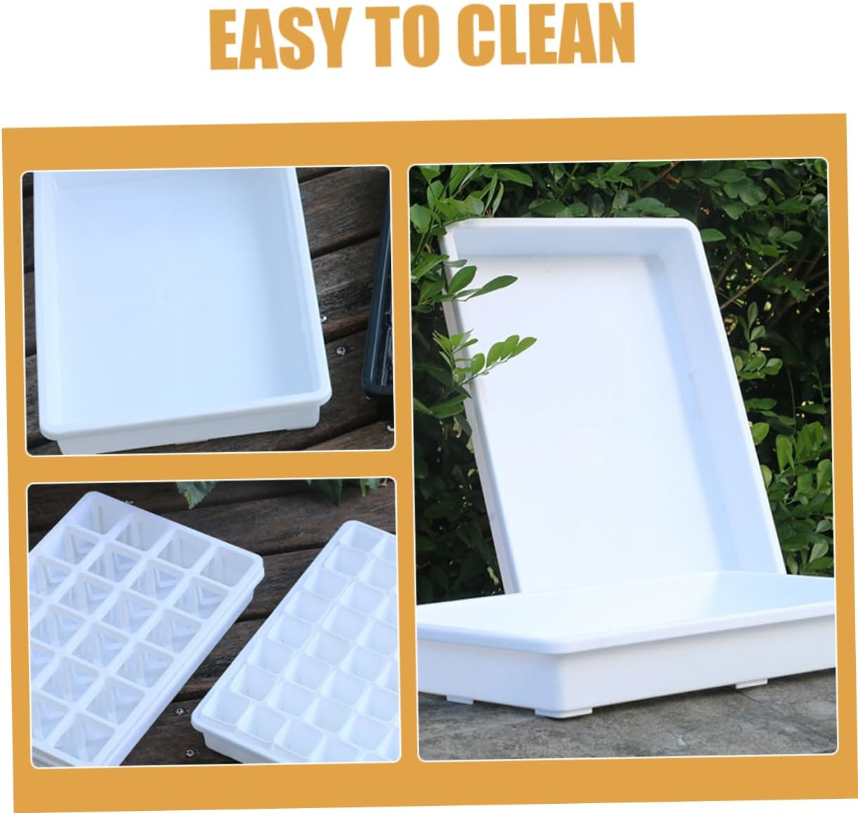 BUTIFULSIC 2Pcs Plastic Flower Pot Tray Plant Saucer Square Water Container for Indoor Outdoor Gardening Use Pots