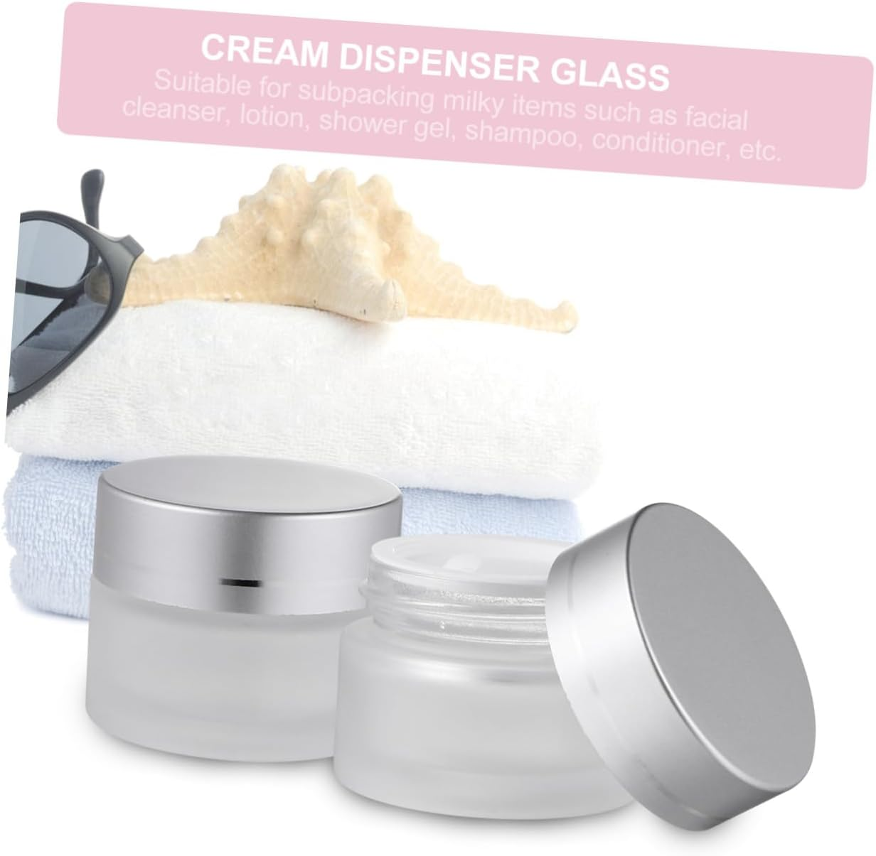 OATIPHO 6Pcs Glass Cream Bottle Ground Jar Makeup Containers Portable Jar for Bathroom Storage Skincare Storage image number 1