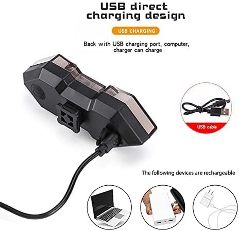 Bike Tail Light,Bright Bike Rear Light, USB Rechargeable LED Smart Turn Signal, Remote Control Bike Brake Light image number 4