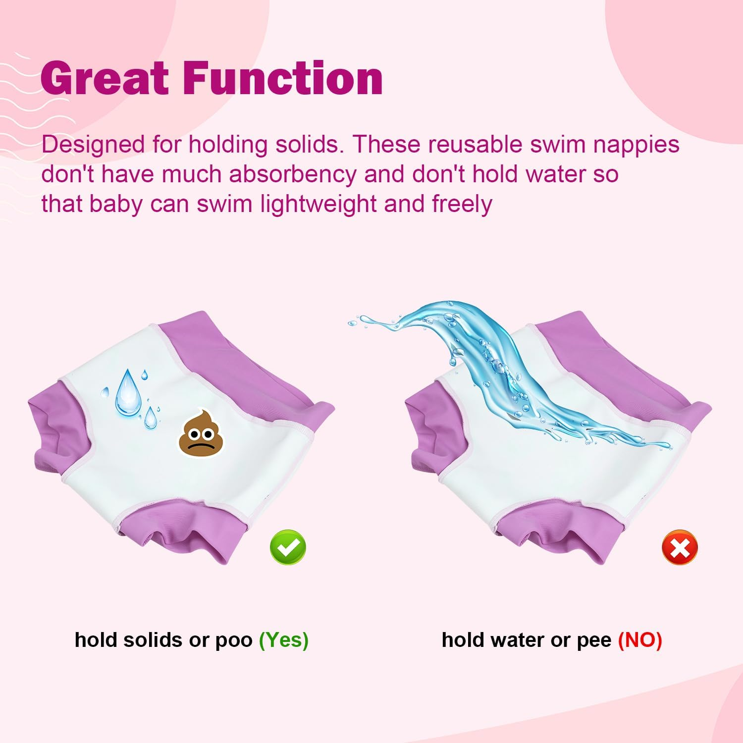 Moomoo Baby Reusable Swim Diapers 3 Pcs Waterproof Swimming Diapers for Baby Swim Lesson image number 1
