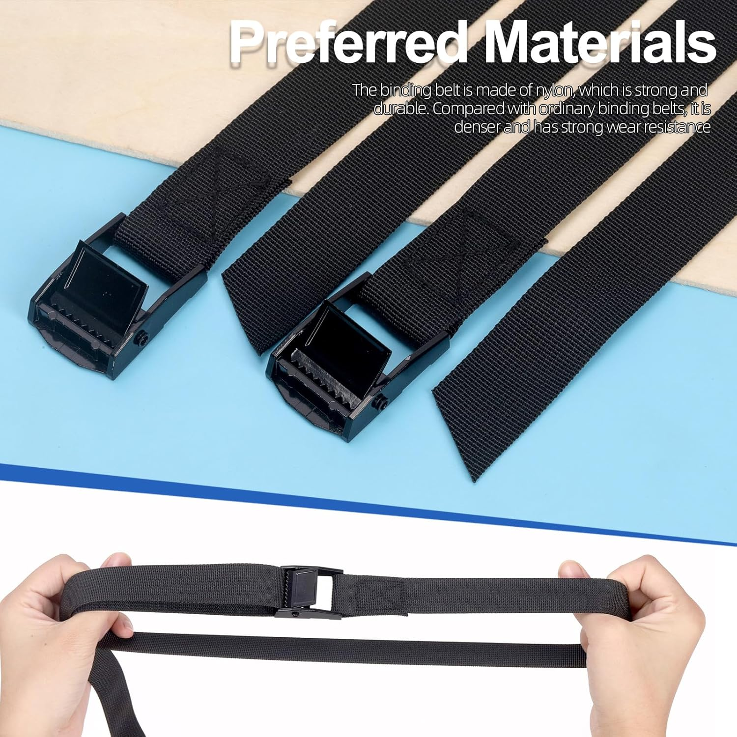 Glarks 14Pcs Battery Tie down Strap Kit - 2.5CM X 1.2M(4Ft) Straps, M5 Cam Buckles, Screws - Hold down Kit for Boats, Luggage Belt image number 5