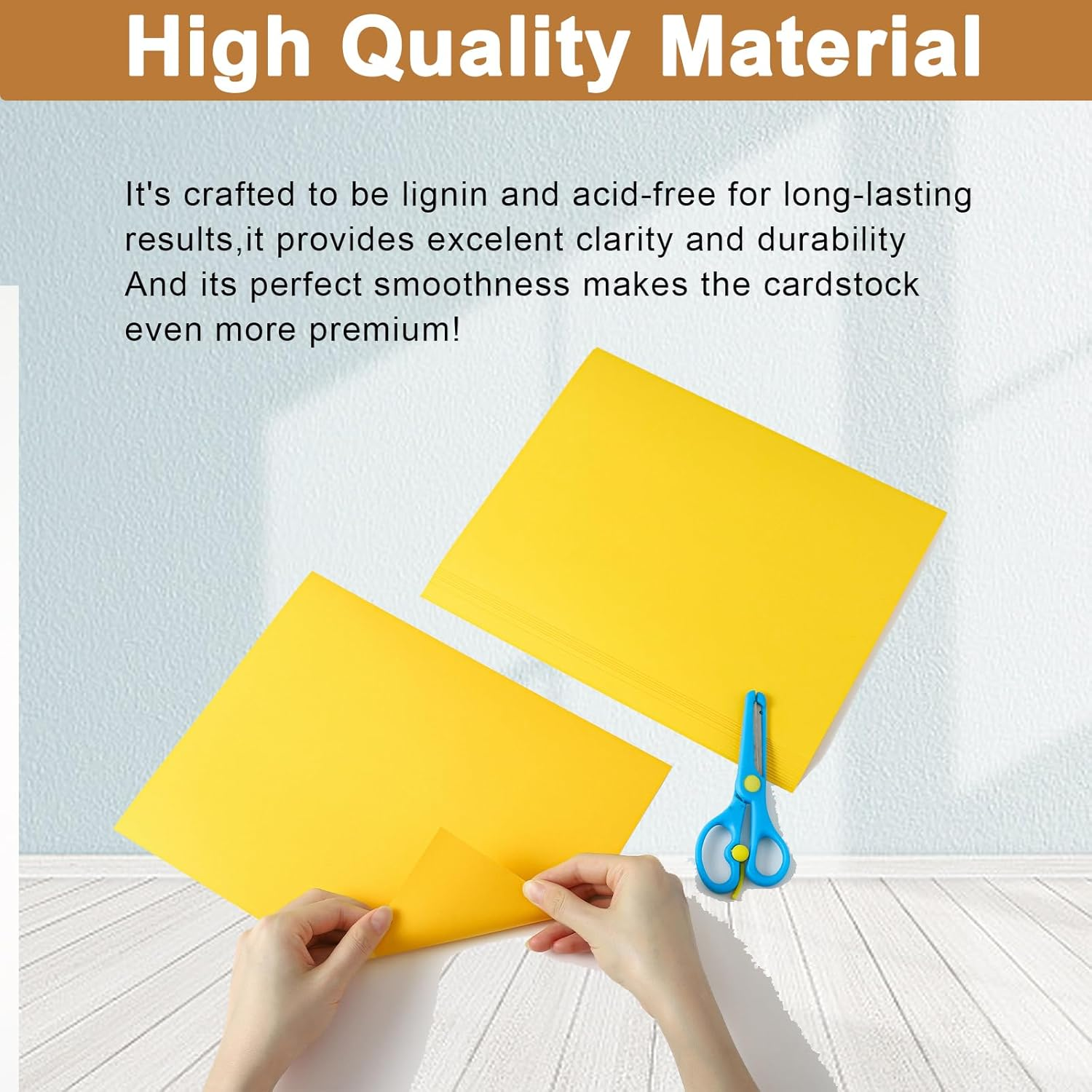 100 Sheets Yellow Cardstock 8.5 X 11 Scrapbooking Paper, 200Gsm/75Lb Heavyweight Printer Paper Card Stock for DIY Card Making, School, Wedding Invitations, Party Decoration, Certificates