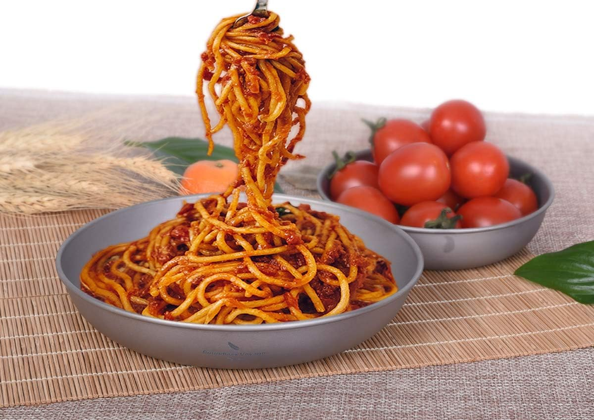 Boundless Voyage Ultralight Titanium Pan Dish Plate with Carry Mesh Bag Outdoor Camping Tableware Cookware Mess Kit - Ti15139B - (3 Pcs) image number 7