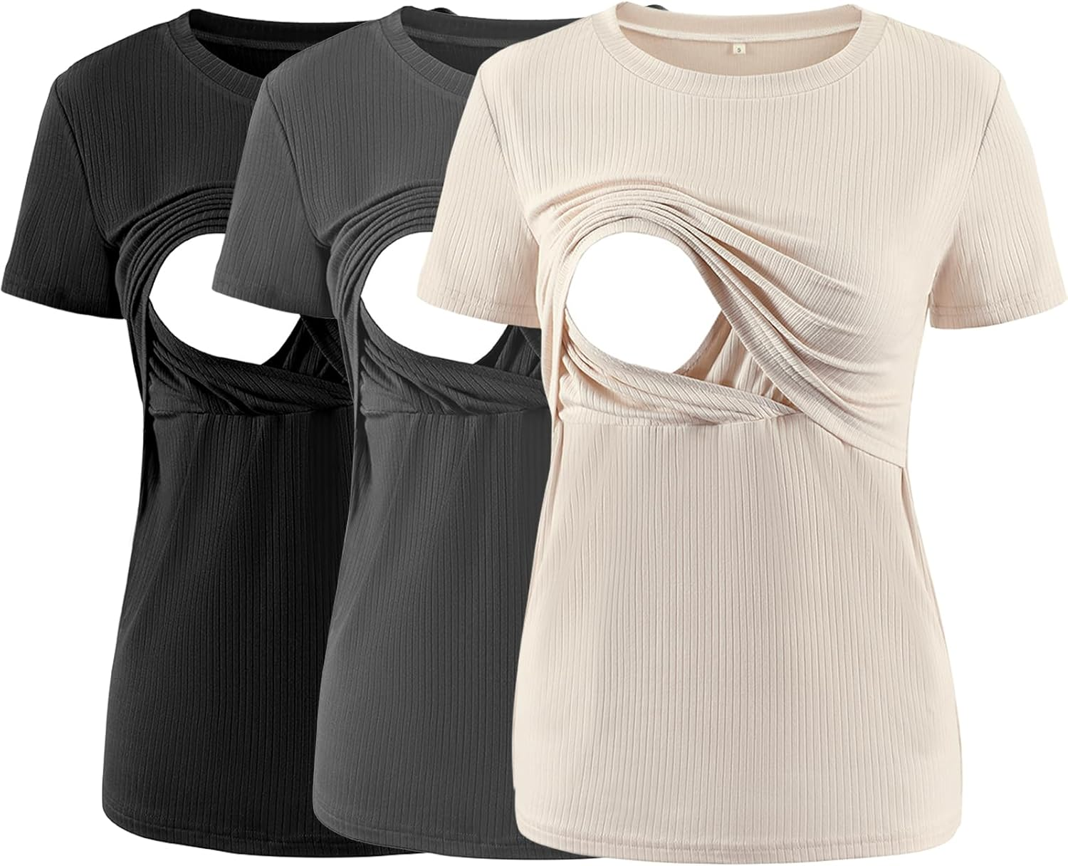 Liu Qu Women'S Maternity Nursing Dress Short Sleeves Lounge Dress for Breastfeeding with Pockets