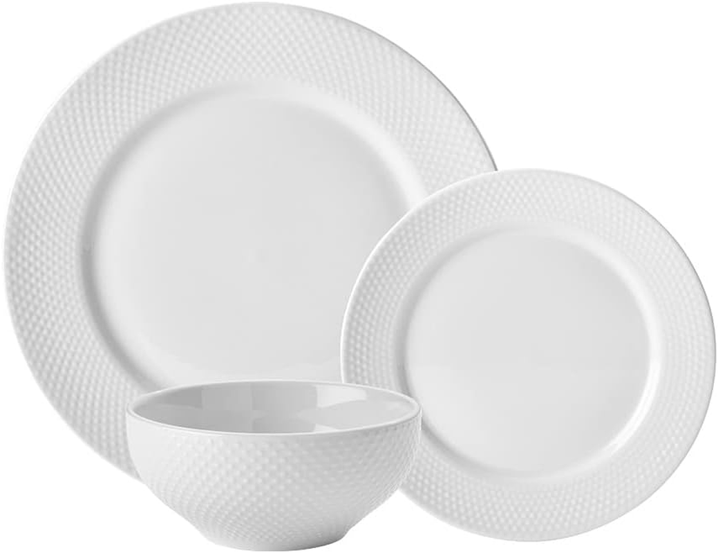 Wiltshire White Stipple Embossed 12 Piece Dinner Set image number 1