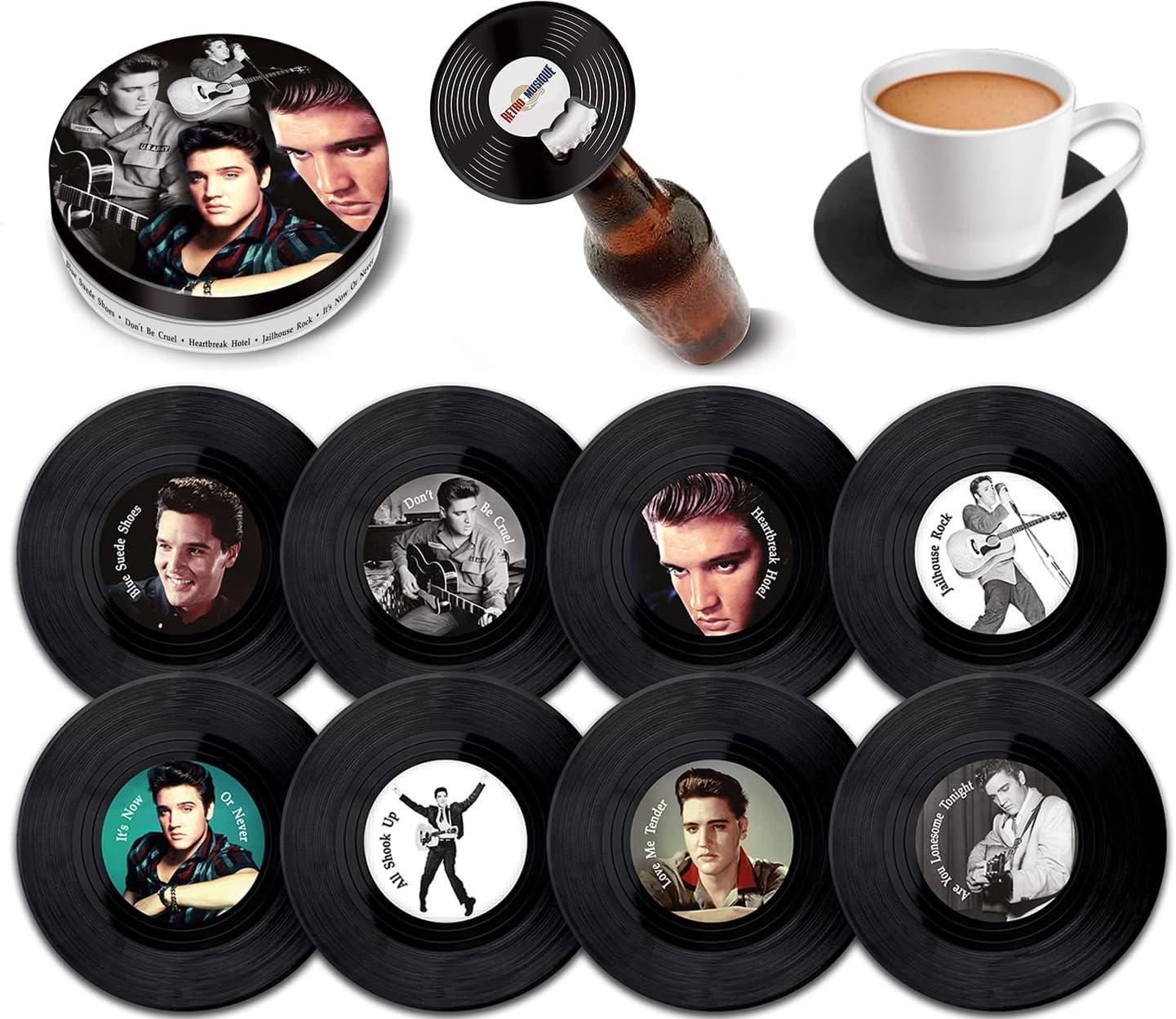 Coasters: Elvis-Elvis 8 Piece Coaster Set with Metal Tin image number 6