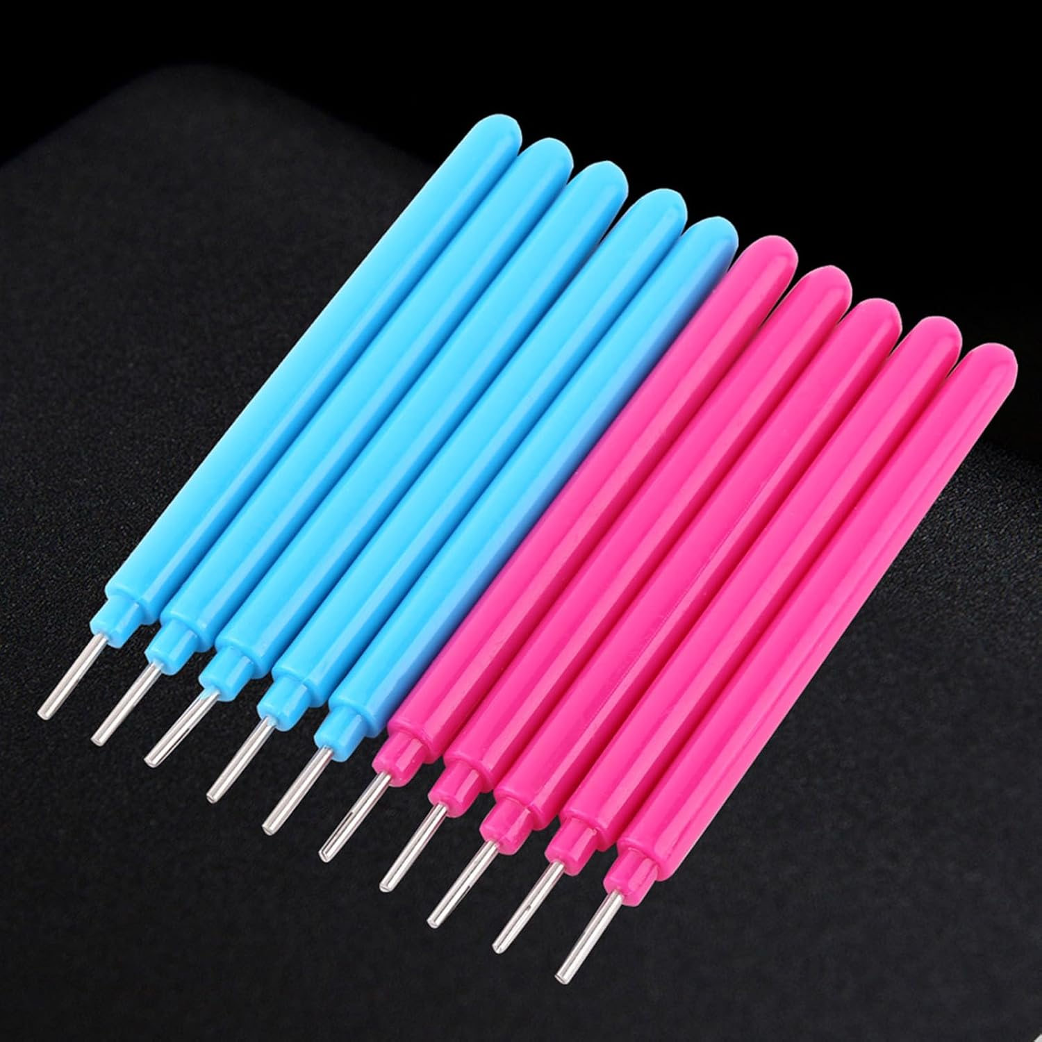 Practical 10Pcs Papercarft Plastic Slotted Paper Quilling Tools DIY Handcraft Curling Pen for Rolling Colorful Papers Crafts Plastic Rose Red & Blue 10Pcs image number 2