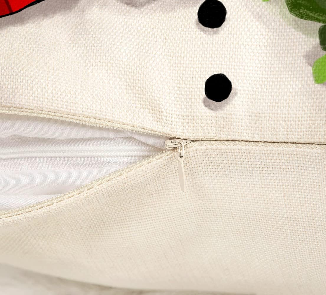 4TH Emotion Red Christmas Pillow Covers 20X20 Set of 4 Farmhouse Christmas Decorations Snowman Wreath Santa Claus Tree Merry Christmas Holly Jolly Winter Holiday Decor for Home Couch S22C17-20 image number 4