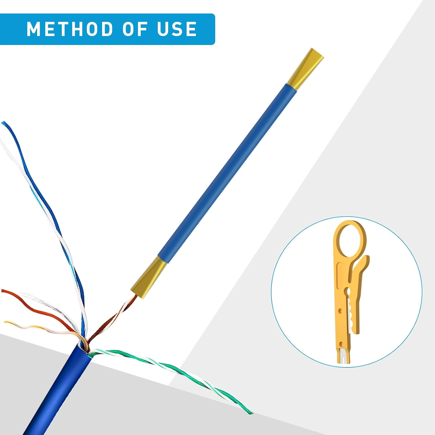 Network Cable Looser Mini Engineer Wire Stripper Wire Straightener Dual Twisted Wire Separators for CAT7/CAT6A/CAT6/CAT5 and Telephone Lines(Blue) - Green image number 4