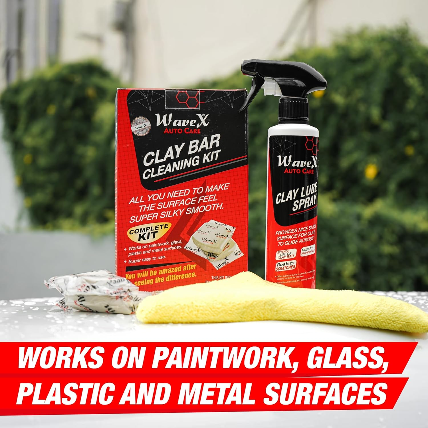 Wavex Clay Bar Kit for Car, Contains Lubricant Spray 350Ml, 2 Bar 100G Each, Microfiber, Contamination Removal Bar for Removing Rust & Other Particles image number 2