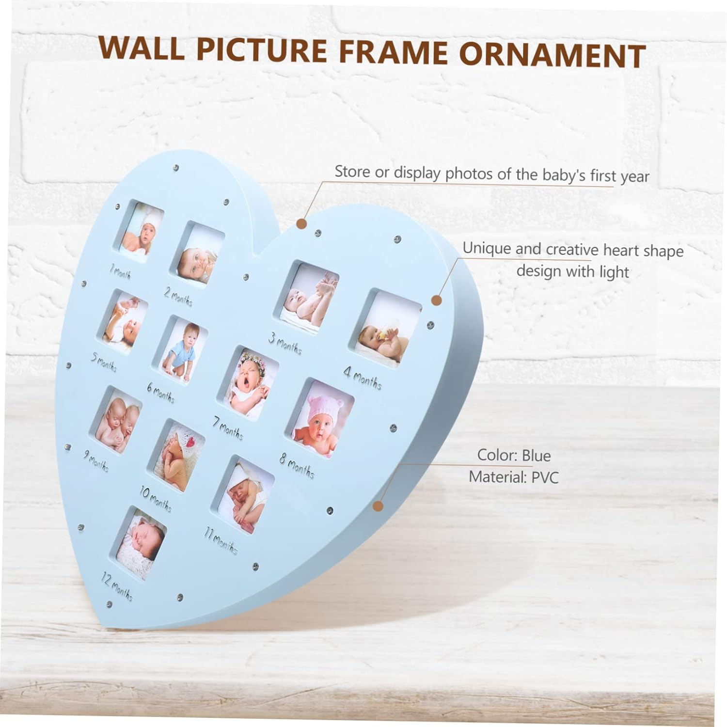 1Pc Heart Shaped Growth Record Frame with Month Photo Display for Cherishing Memories Unique Keepsake for Newborn Milestones for Wall image number 2