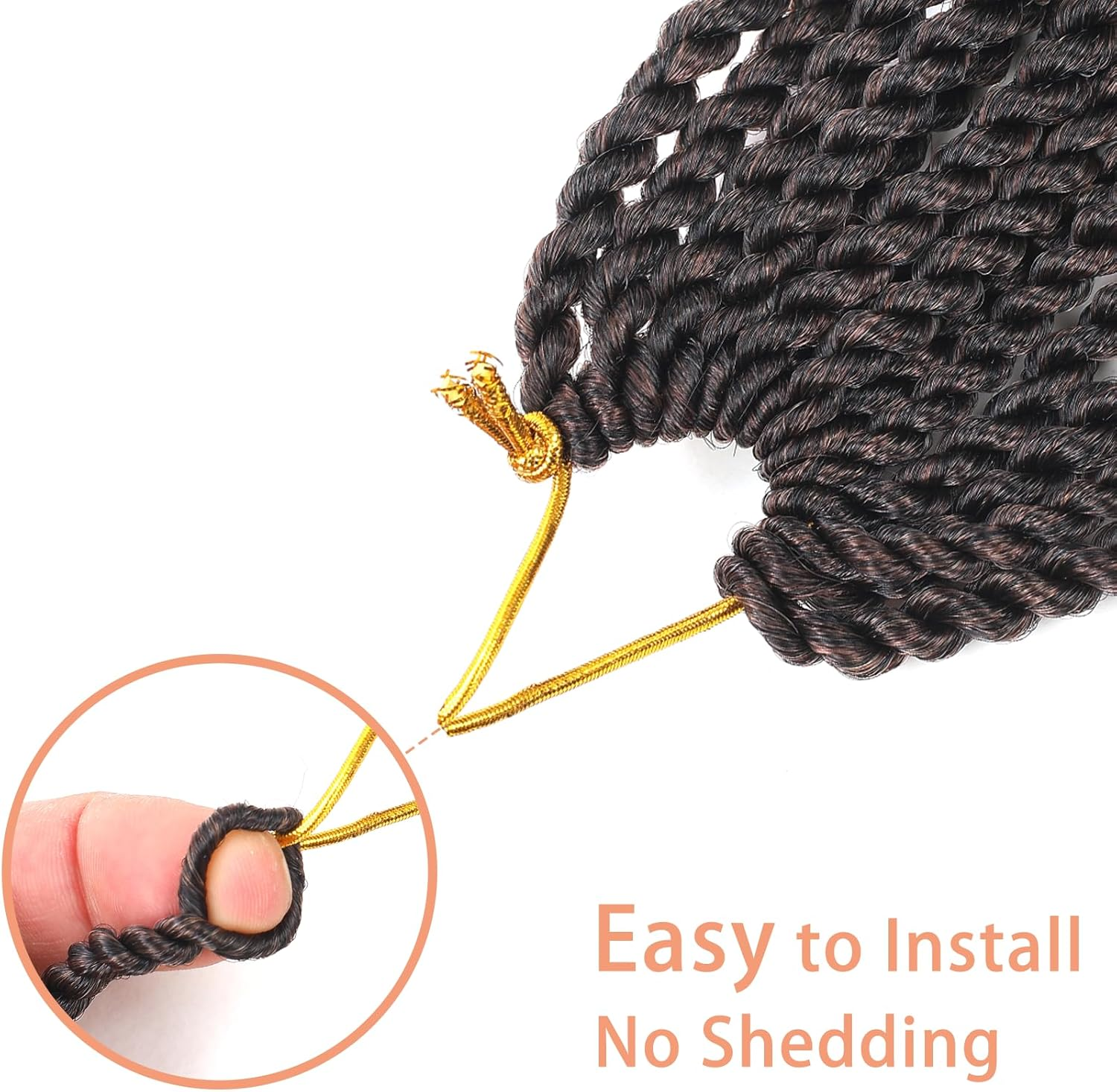 Mscat 14 Inch Wavy Senegalese Twist Crochet Hair, 8 Pack Synthetic Short Pre Looped Kids Crochet Braids with Curly Ends, Pre Twisted Small Havana Twist Braiding Hair for Black Women 1B# image number 6