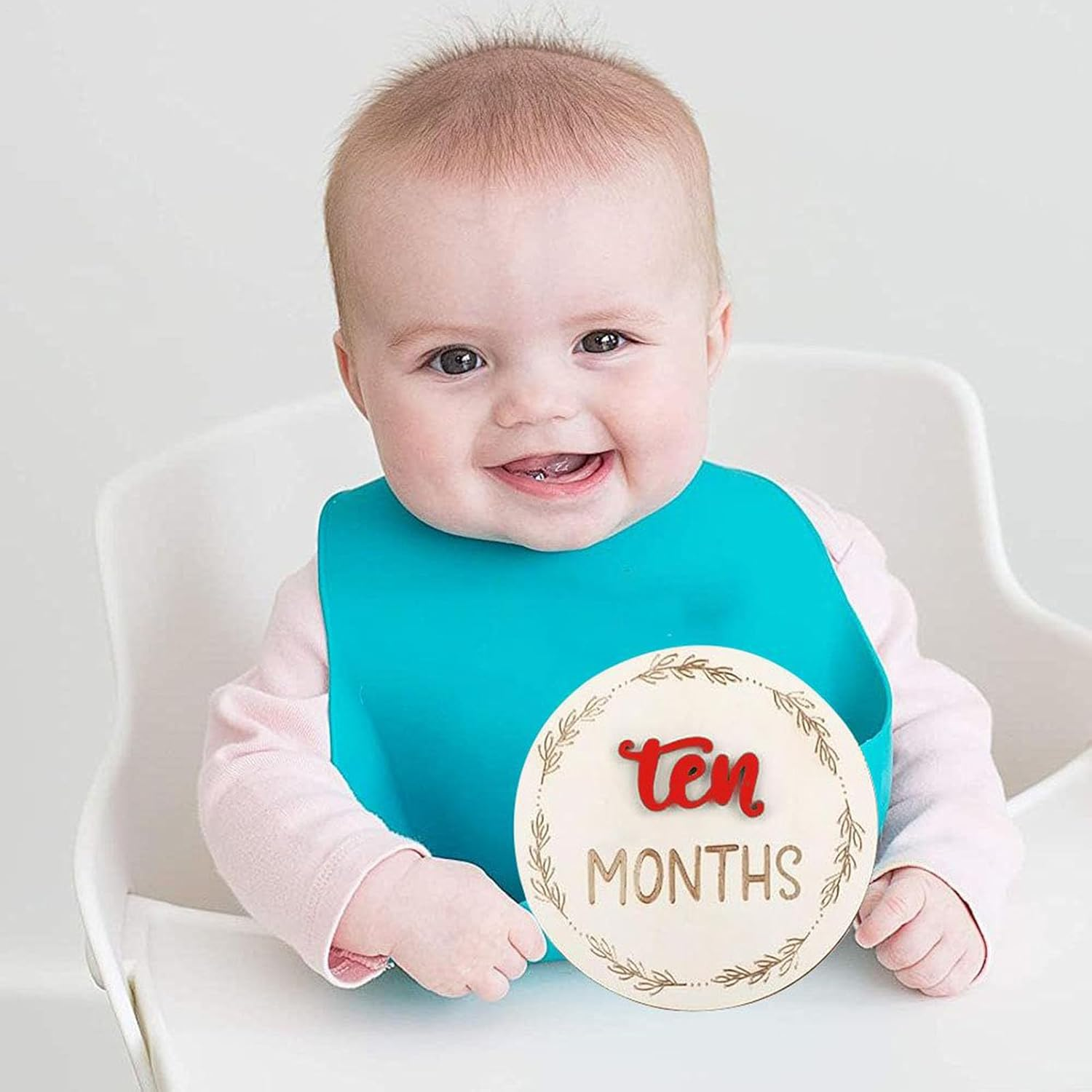 Baby Monthly Announcement Card | Double Sided Baby Announcement Sign - Decorative Month Marker Discs Home Decor for Wall Nursery Photography - Red image number 4