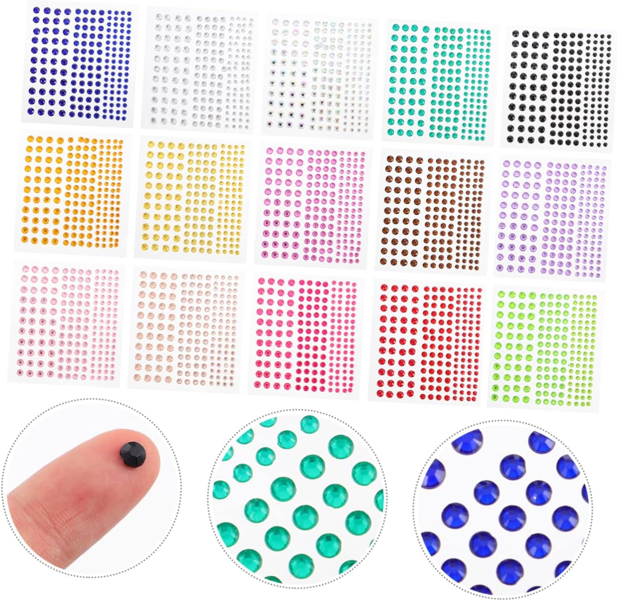 FOYTOKI 15Sheets Nail Glitter Jewelry Stickers Acrylic Shiny Eye Stickers Eye Forehead Face Jewels image number 3