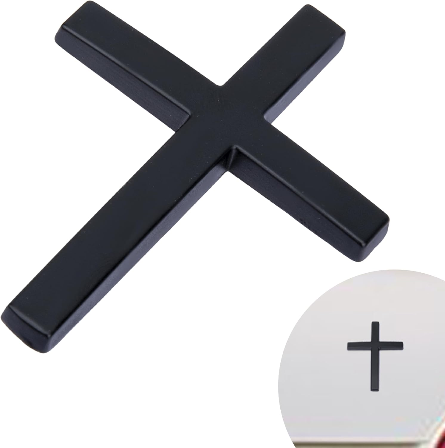 Metal Cross Decals for Cars, 2.5"&times;1.8" Christian Car Emblem Badge Decals, 3D Self Adhesive Cross Stickers Car Accessories, Jesus Stickers for Cars Body Fender Tail (Silver)