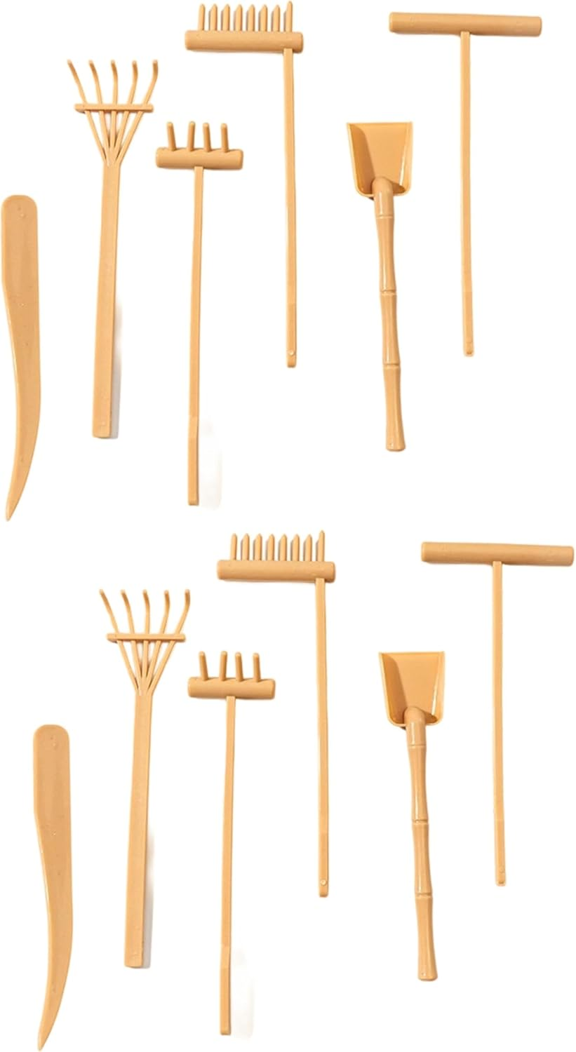 12Pcs Mini Rake for Zen Garden - Lightweight Plastic Desktop Rakes, Compact Push Tools for Meditation, Home Decoration & Unique Zen Garden Creation (Skin)