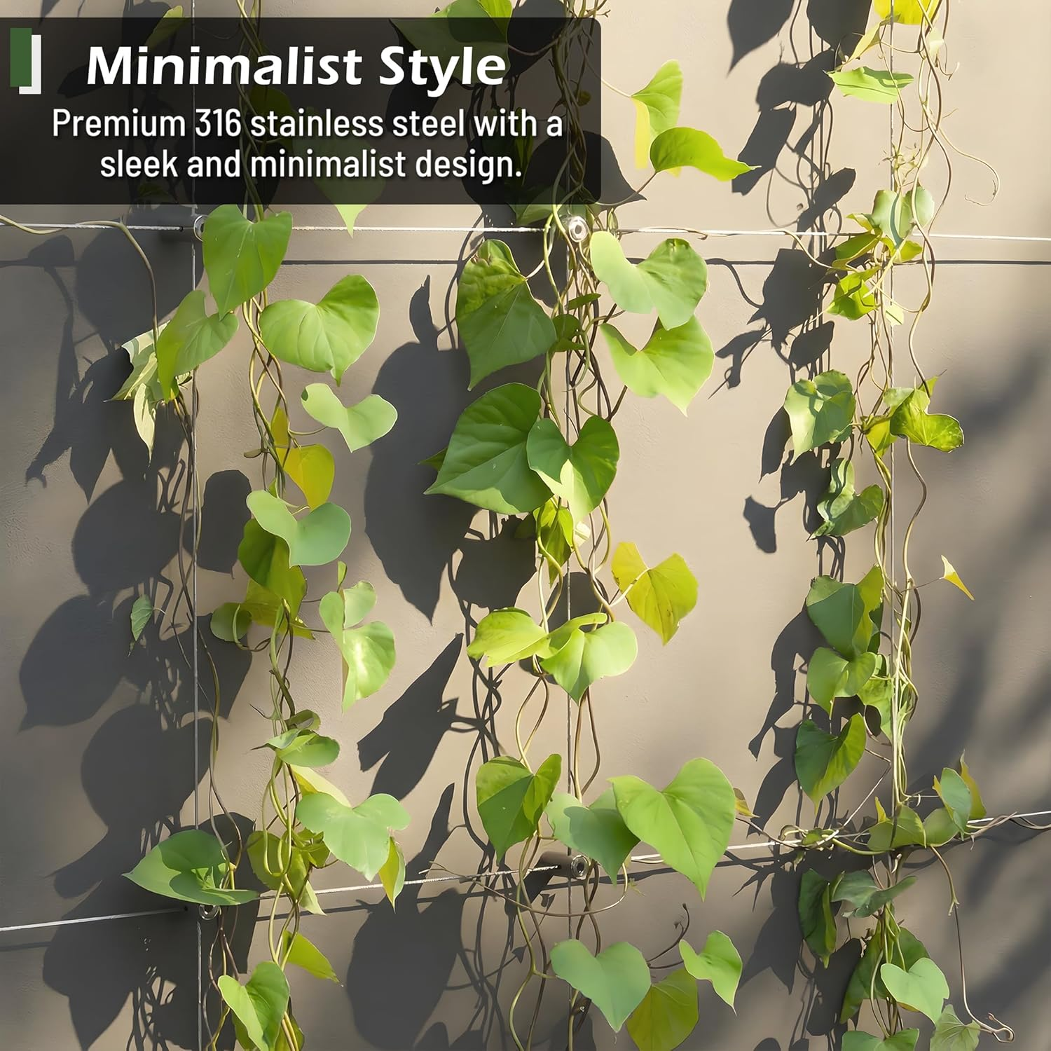 Wire Trellis for Climbing Plants Outdoor, 20-Set Wall Wire Trellis Kit with 1/8In X 98Ft Stainless Steel Cable, T316 Cylindrical Espalier System for Fence and Garden DIY Projects image number 7