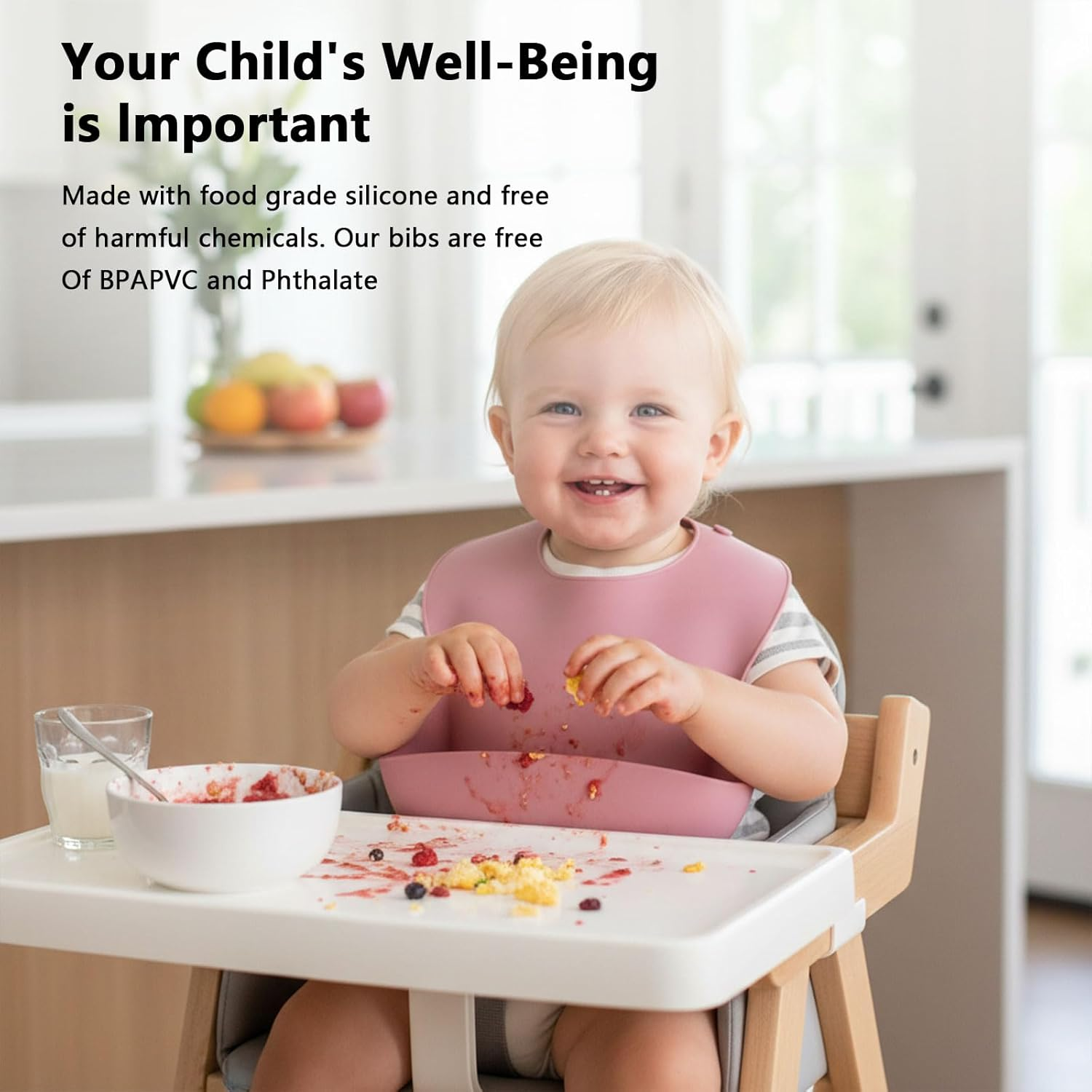 Adjustable Silicone Baby Bib with Food Catcher, Waterproof and Comfortable, Perfect for Girls and Boys, 6 to 36 Months &ndash; Ruibex image number 3