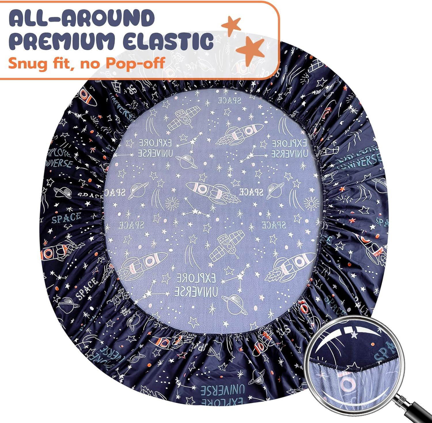 Homilay Kids Queen Sheet Sets - 4 Piece Space Rocket Bedding for Boys, Girls & Teens - Soft, Breathable Microfiber, Deep Pockets, Wrinkle-Free, Cozy Toddler Bed Sheets image number 3