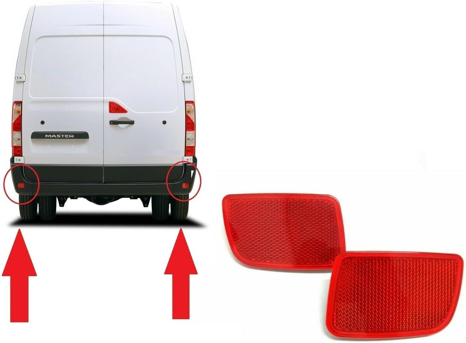 Rear Bumper Reflector Left & Right (Pair) Compatible with Master III, Movano B, NV400 2011-2019 image number 1