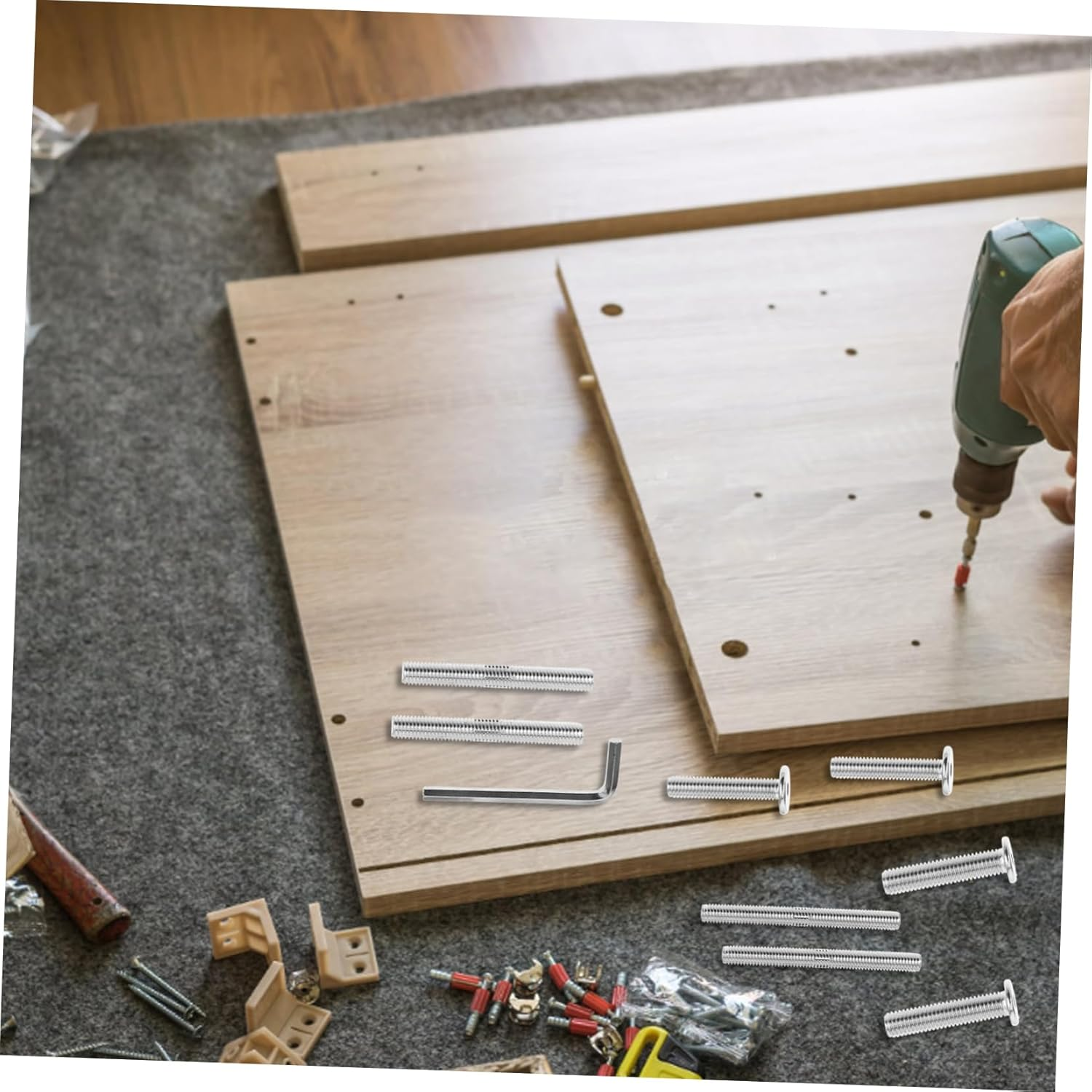 Alasum Cat Scratching Post Replacement Parts Screws Set with Double End Threaded Bolts, Flat Head Bolts, and Allen Key, M8 X 10Mm 8Mm Hardware for DIY Cat Furniture Assembly image number 3