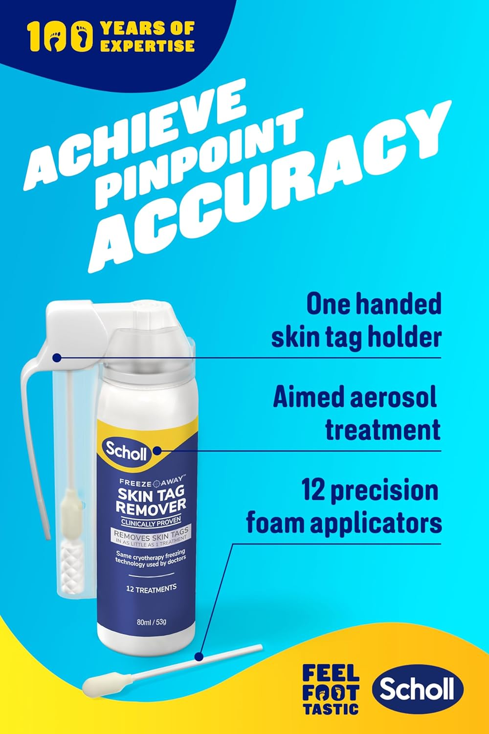 Scholl Freeze Away&trade; Skin Tag Remover - Cryogenic Skin Tag Removal Solution, Safe for in -Home Application. Clinically Proven to Remove Skin Tags in as Little as One Treatment. 12 Treatments in Box image number 2