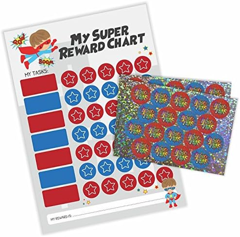School Stickers A3 Superhero Reward Chart with Sparkly Stickers