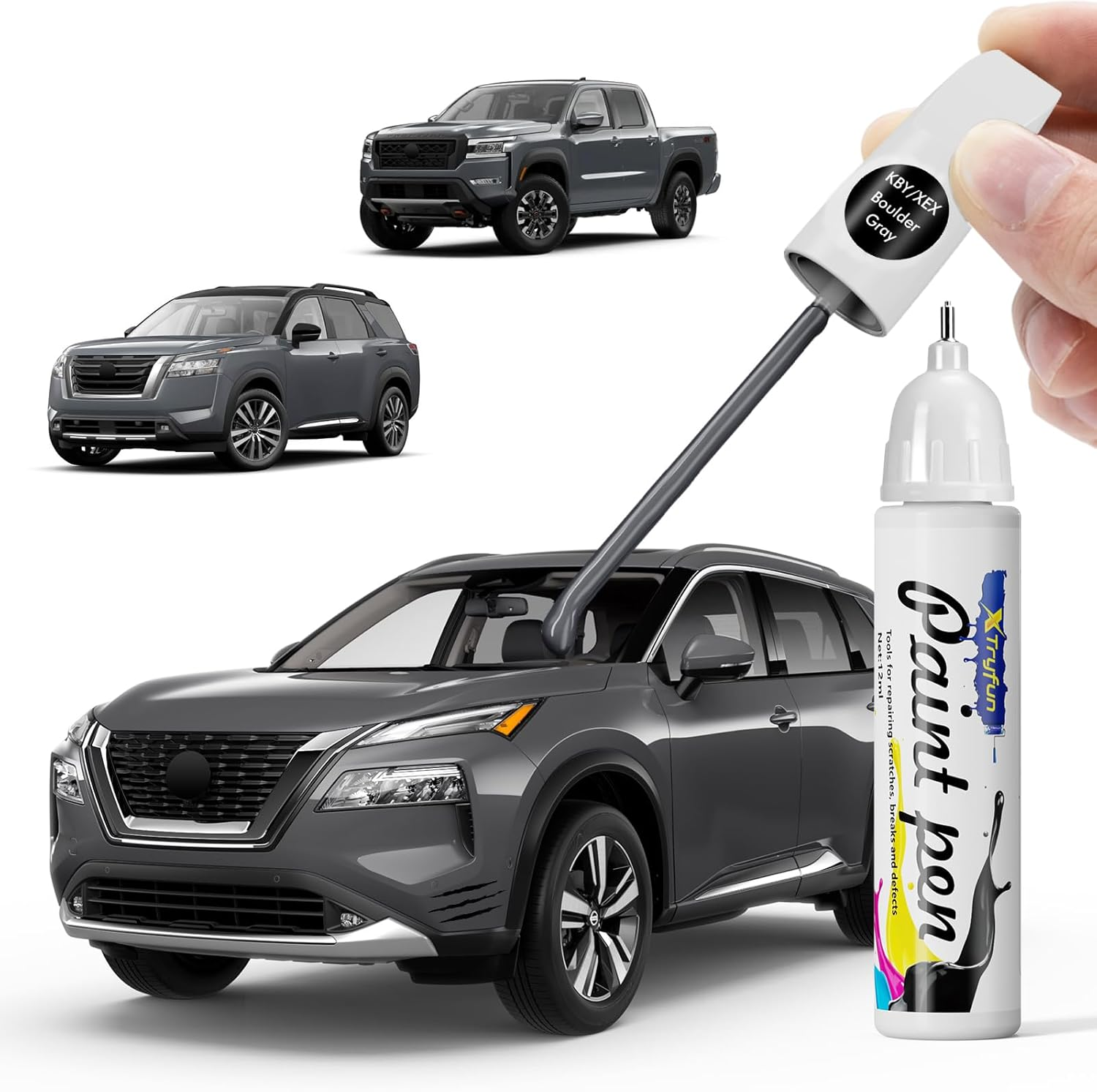 KBY Boulder Gray Touch up Paint Compatible with Nissan, DIY Car Paint Scratch Repair, Automotive Paints, Quick & Easy Fix Scratch Repair for Rogue/Pathfinder/Frontier/Kicks/Murano