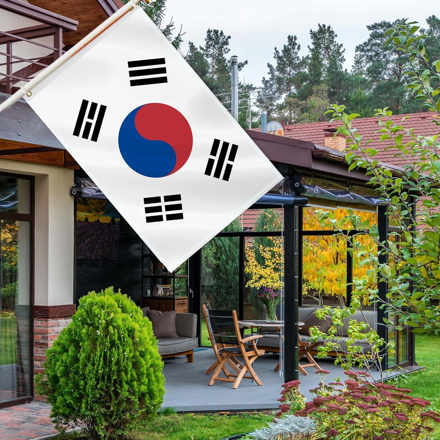 2&times;3 FT Korea Flag,60&times;90 Medium Size South Korean National Decor,Double Side Digital Printed 150D Polyester Banner with Canvas Header Brass Grommet image number 1