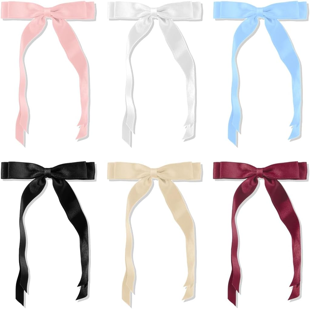 UTSAUTO 20 Pcs Silky Satin Bow Hair Clips, 4 Colors Metal Clips Mini Bowknot Hair Barrettes Ribbon Hair Accessories for Women Girls.