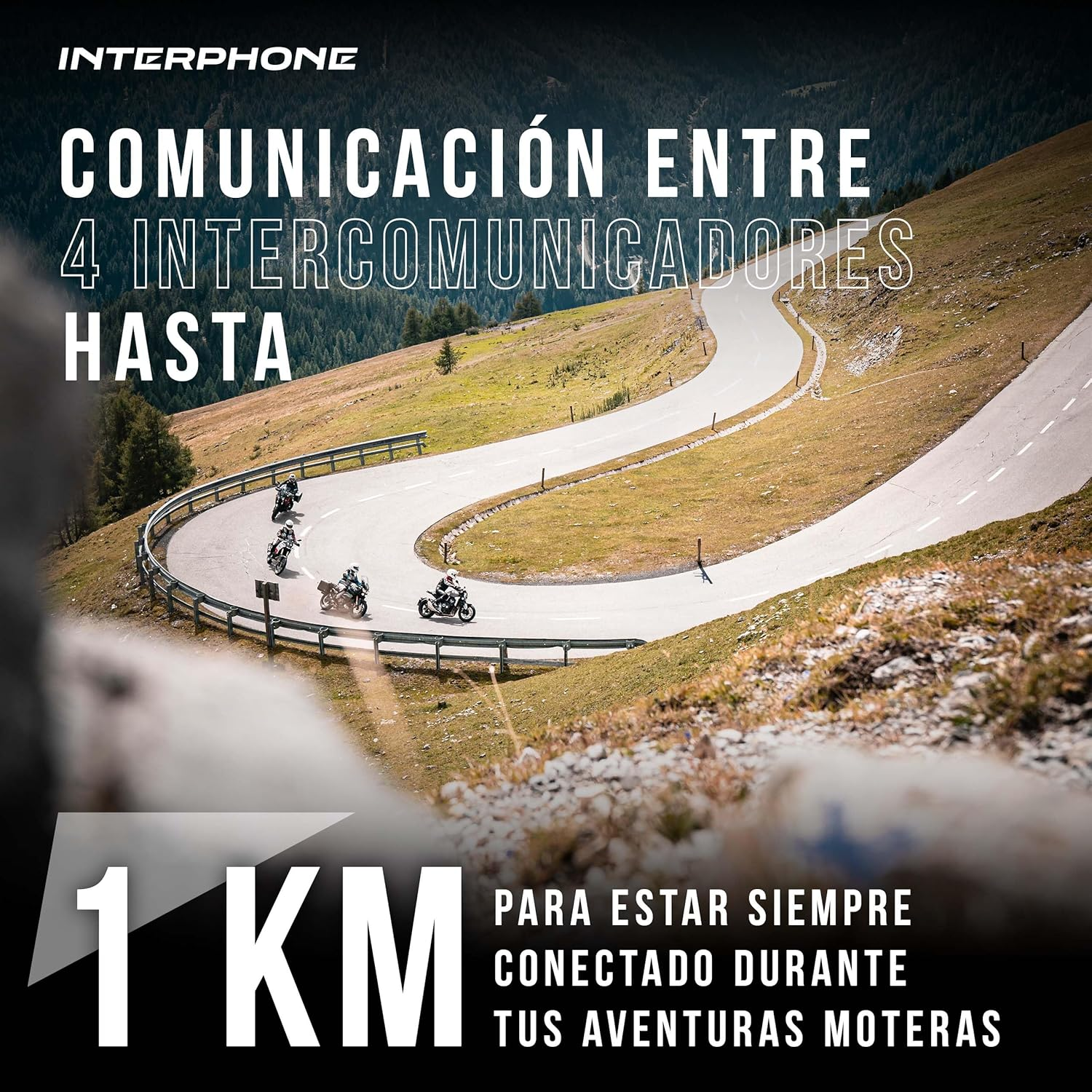 INTERPHONE Sport HD Single Intercom for Motorcycle Helmet with Headphones HD Hifi 40Mm 4 Motorcyclists Distance 1Km Autonomy 20 Hours Standby 1000 Hours TFT GPS Waterproof Universal image number 1