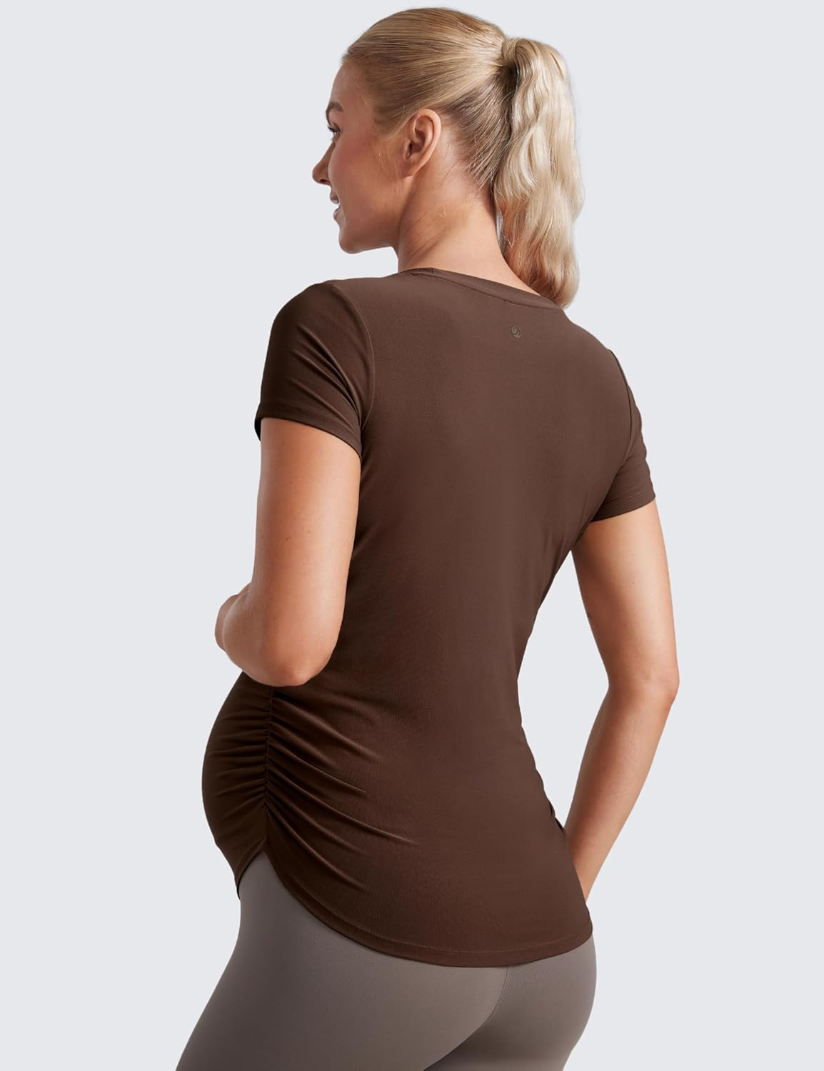 CRZ YOGA Cloudweight Maternity Shirts for Women Pregnancy Short Sleeve Side Ruched Tops Soft Yoga Casual Athletic T-Shirts image number 3