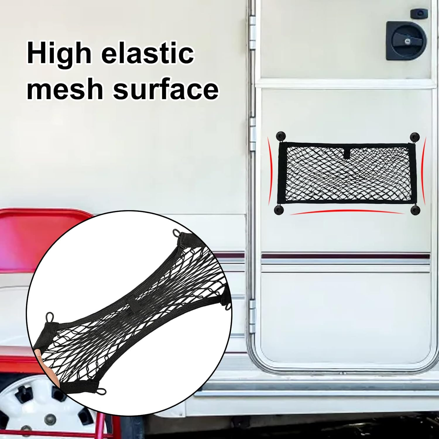 Car Mesh Bag, Storage Net for Camping, Car, Organiser Ooffre Ooiure (25 X 55 Cm), Storage Net for the Boot image number 2