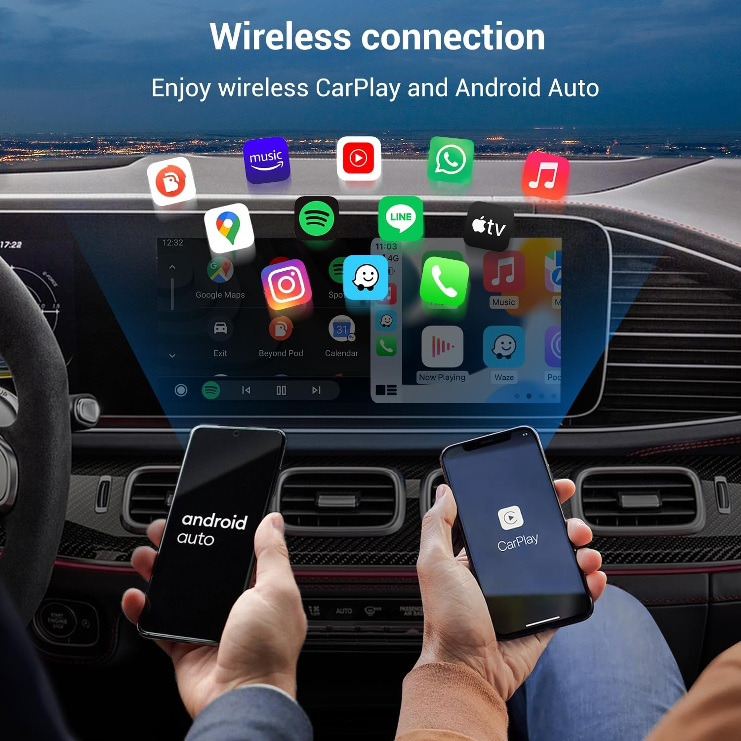 OTTOCAST MX Wireless Carplay & Android Auto Adapter with Airplay - 2025 Jan Newest Masterpiece, Plug & Play, Ota-Upgrade, Quick Change Mode image number 4