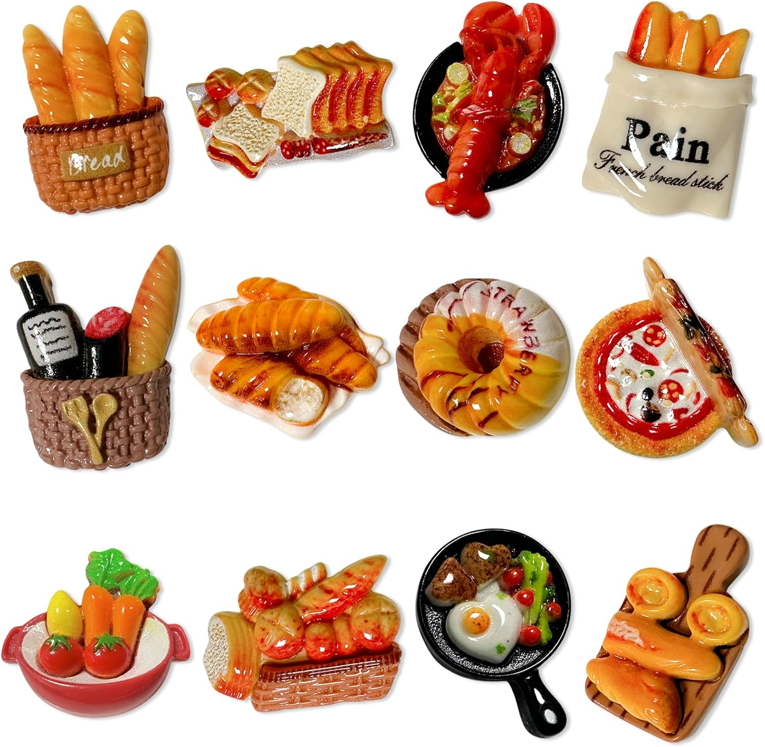 WELANE Food Fridge Magnets, 12 PCS Cute Magnetic Decorations for Refrigerator, Whiteboard, Blackboard, Home Decor (Assorted Styles) image number 2