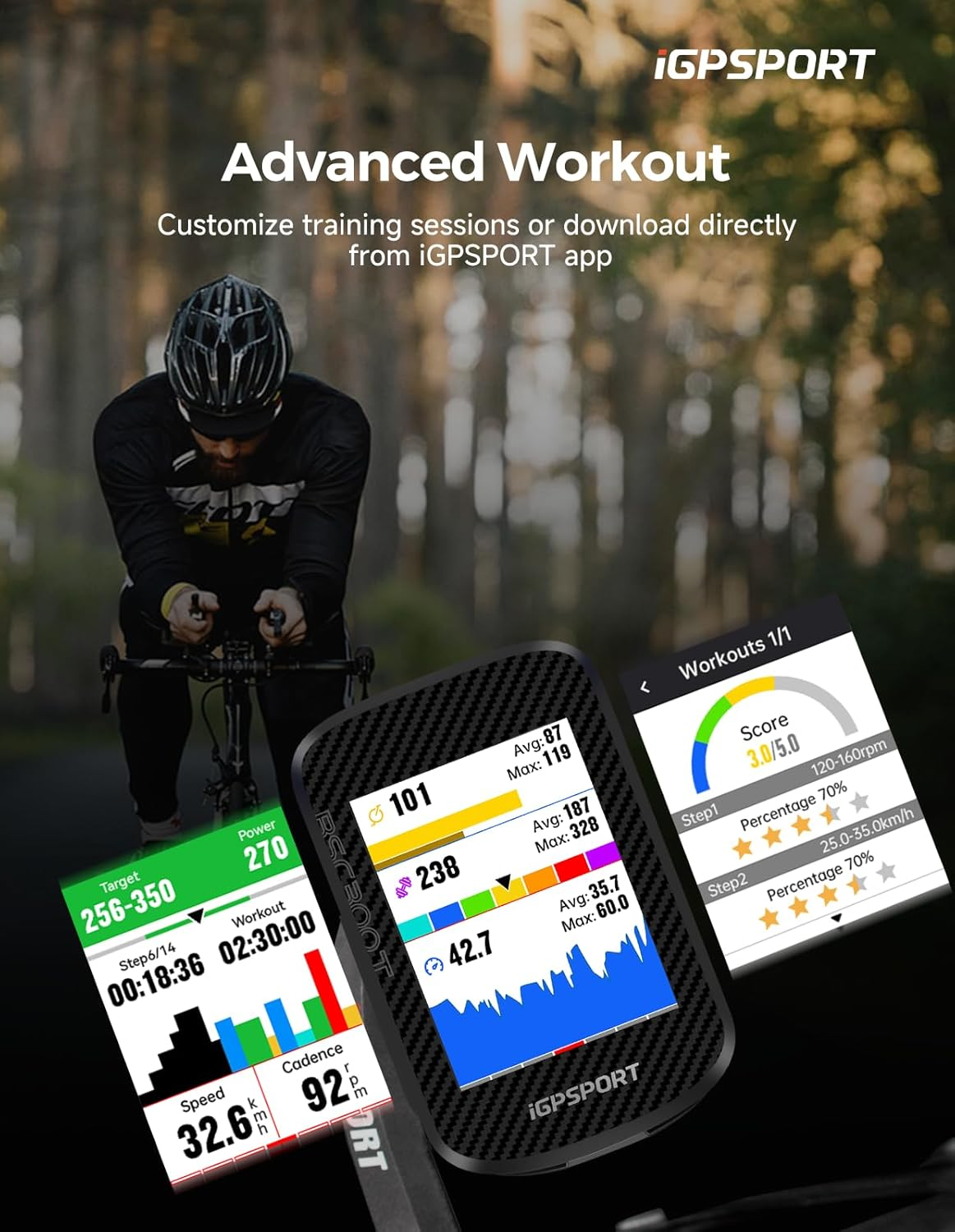 Igpsport BSC300T Bike Computer with 2.4 Inch Colorful Touch Screen, Offline Map Navigation off Course Warning,Type-C, IPX7,130 Data Display Compatible with Bluetooth 5.0 &ANT+ Ebike,Strava Sync image number 6