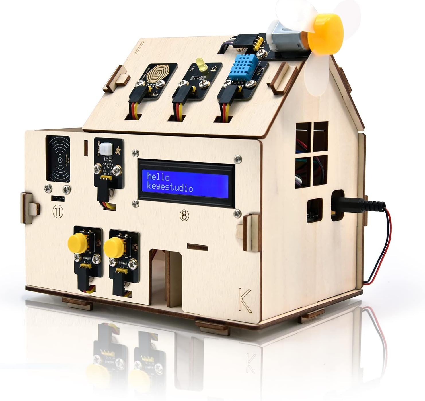 KEYESTUDIO ESP32 Smart Home Starter Kit for Arduino and Python, Electronics Home Automation Coding Kit, Wooden House DIY Sensor Kit STEM Educational Set for Adults Teens 15+ image number 6