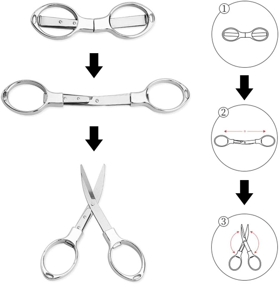 4-Pack Stainless Steel Folding Scissors - Telescopic Cutter Design, Foldable Safety Scissors Ideal for Home, Office, School, Camping & Outdoor Use (Silver) image number 2