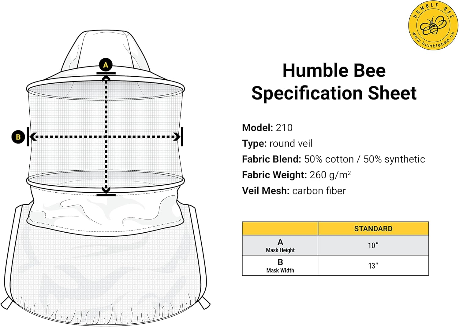 Humble Bee 211 Polycotton Beekeeping Veil with Fencing Hood, Olive image number 3