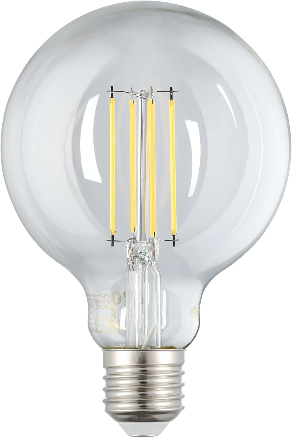 EGLO Connect.Z Smart Home E27 LED Filament Light Bulb, G95, Zigbee, App and Voice Control, Dimmable, Warm White, 806 Lumen, 6 Watt, Vintage Lightbulb Transparent image number 1