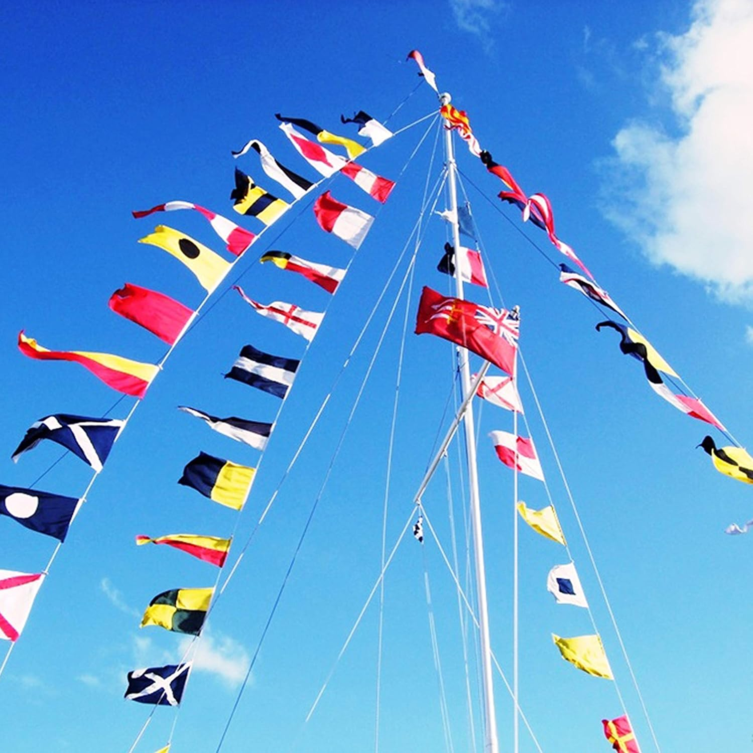 Anley International Maritime Signal Code String Flags Set of 40 Flags - 40 Ft Long Naval Themed Decoration Pennant Banners for Home/Boat/Ship/Vessel - Individual Flag of 5.5"X18" or 5.5"X9" - 40 Feet image number 3