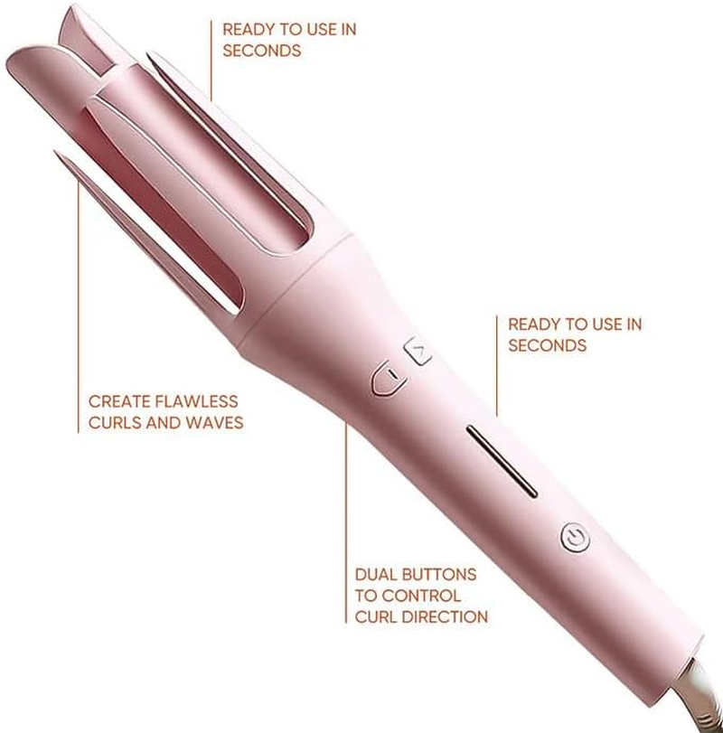 Leona Co Automatic Rotating Hair Curling Iron, Fast Heating Auto Hair Curler for 32MM 1.3" Soft Waves Styling, Includes Heat Resistant Silicone Mat Pouch, Auto Curling Wand for Long Short Hair (Purple) image number 4