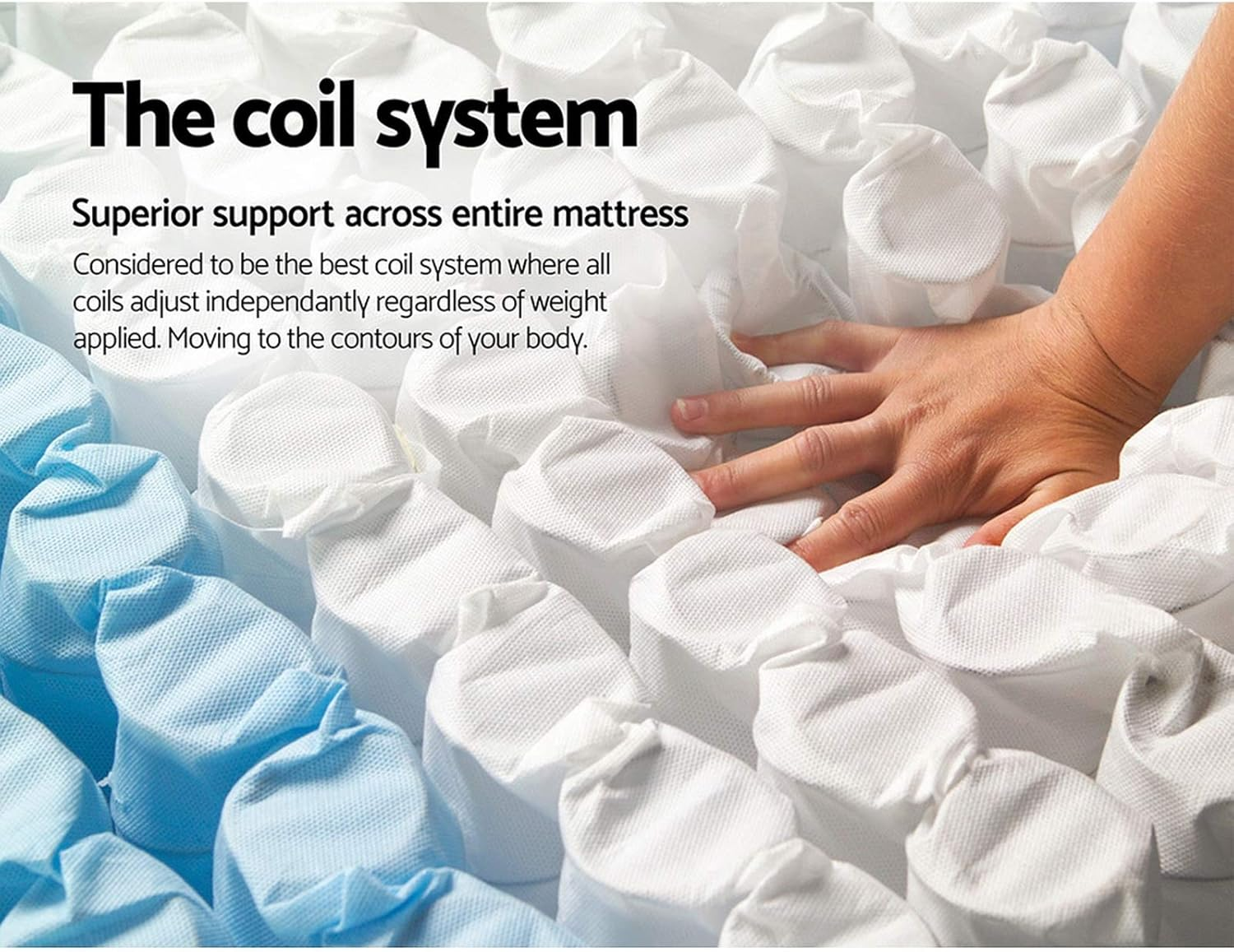 Giselle Bedding Double Mattress Bed Mattresses Firm Foam Topper 21Cm Thickness, with 6-Coli Spring System and Breathable Tight Top, 5Yrs Warranty, Medium Firm, White with Vacuum Packed