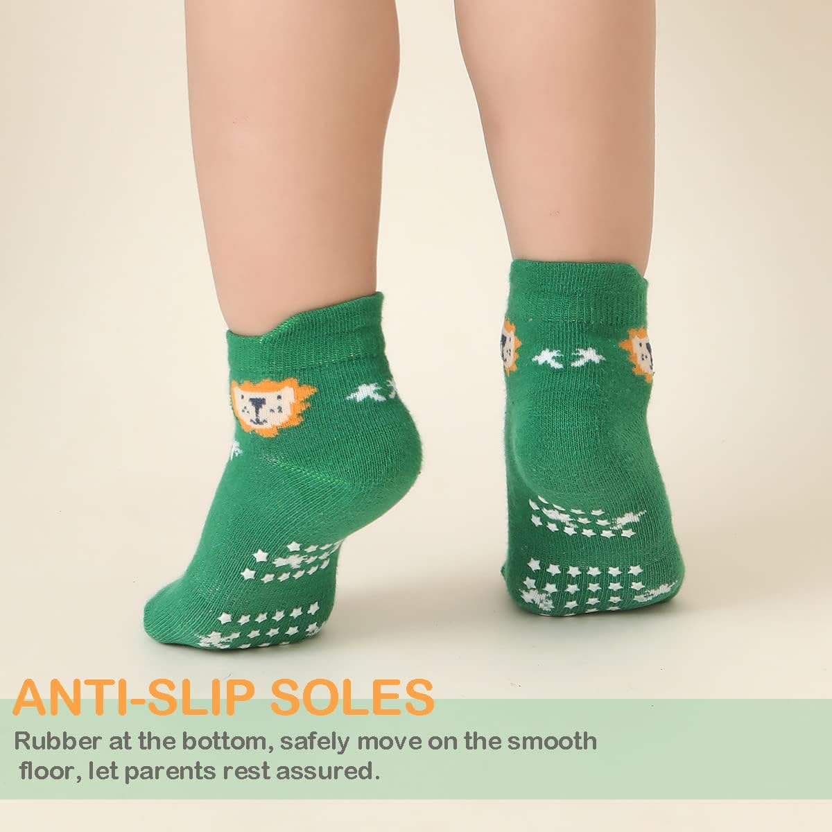 Baby Non Slip Grip Ankle Socks,12-Pack Cotton Crew Socks for 1-3/3-5 Years Old Infants Toddlers Kids Boys Girls Crawling Unisex Ankle Socks Non Skid Sole image number 1