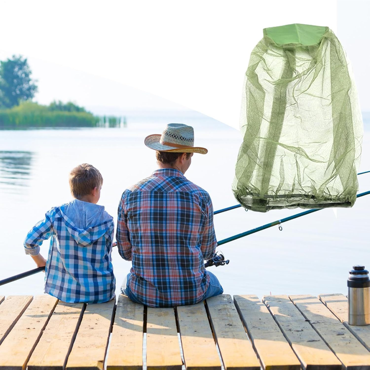 Face Mesh,Automatic Shrink Fly Net for Head - Lightweight Hat Shield, Fly Protection Gear for Gardening Hiking Climbing Camping Outdoor image number 1