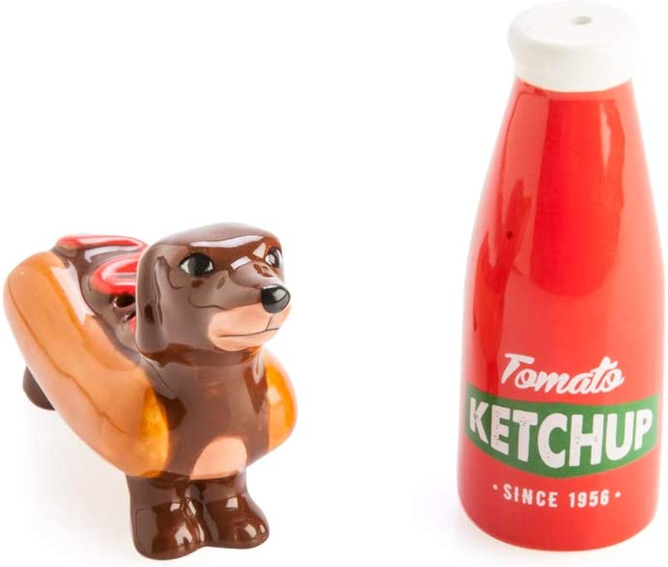 MDI Australia Sausage Dog & Ketchup Salt & Pepper Set Salt & Pepper Shakers, Brown/Red, PP-SP_SDK image number 1