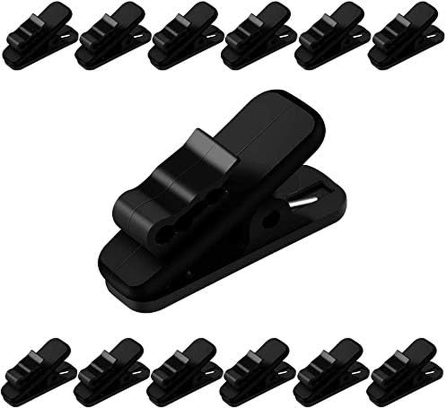 FENGWANGLI Earphone Wire Clip Headphone Mount Cable Clothing Clip Earbud Clip to Keep Earphone/Microphone Cord in Place for 1.5Mm Wire Diameter round Wire Earphone,12 Pcs (Black) image number 6