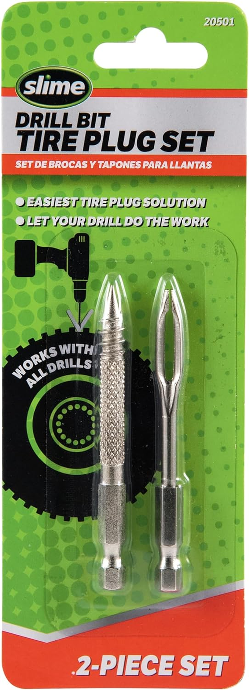 Slime 20501 Tire Plug Drill Bit Kit, All Drills Compatable, Easiest Tire Plug Option, (2-Piece Set) image number 5