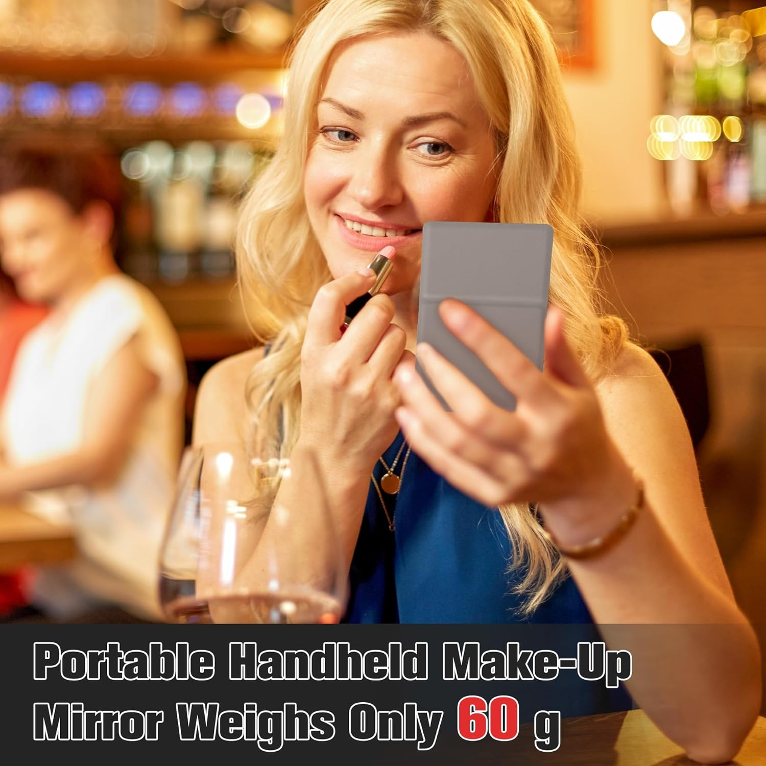 Zssxysm Compact Mirror, Travel Mirror, Small Hand Mirror with Cortical Shell, Ultra Thin Makeup Mirror, Portable Cosmetic Mirror for Travel, Camping & Makeup, 11 X 7 Cm - Gray image number 6