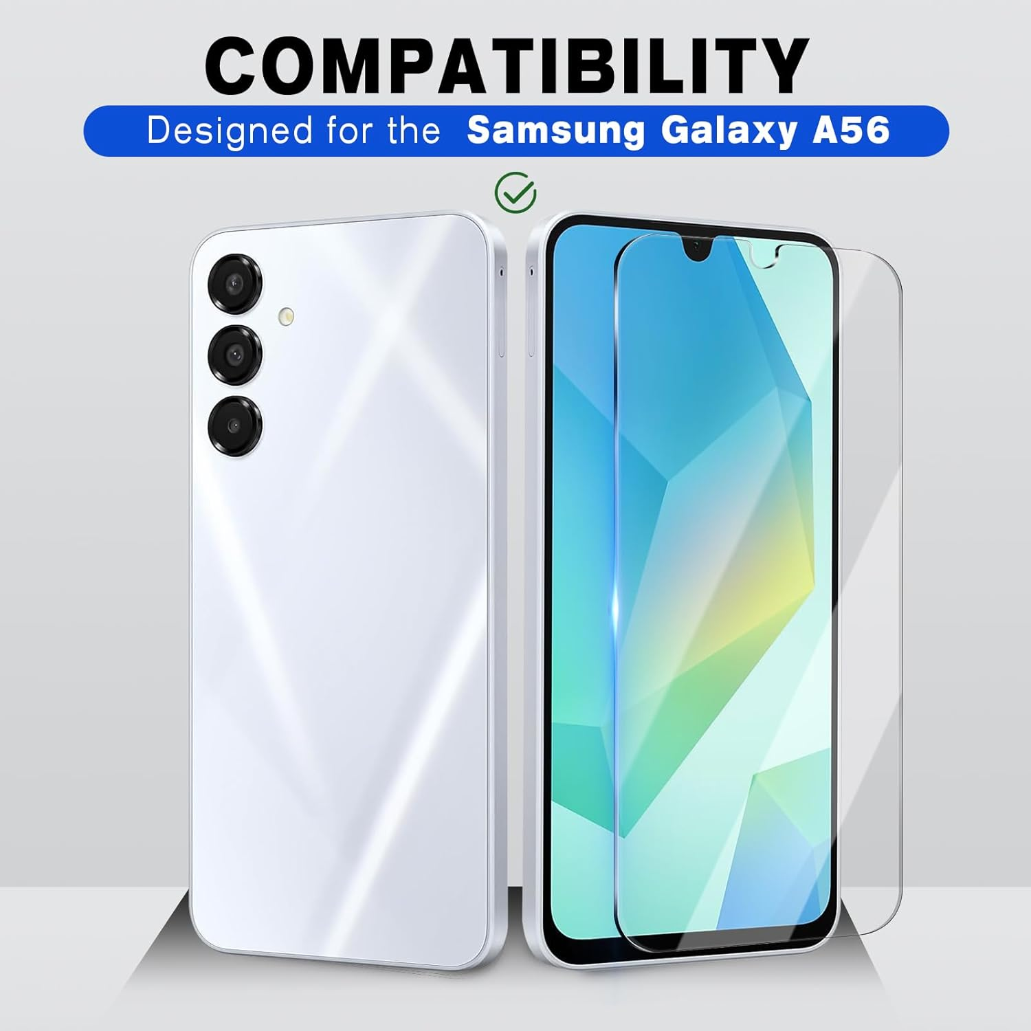 3 Pack Compatible for Samsung Galaxy A56 5G Tempered Glass Screen Protector,9H Hardness,High Definition Anti-Scratch Bubble Free image number 5